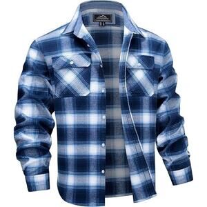 MAGNIVIT Flannel Shirt for Men Cotton Long Sleeve Plaid Shirt Lightweight Button